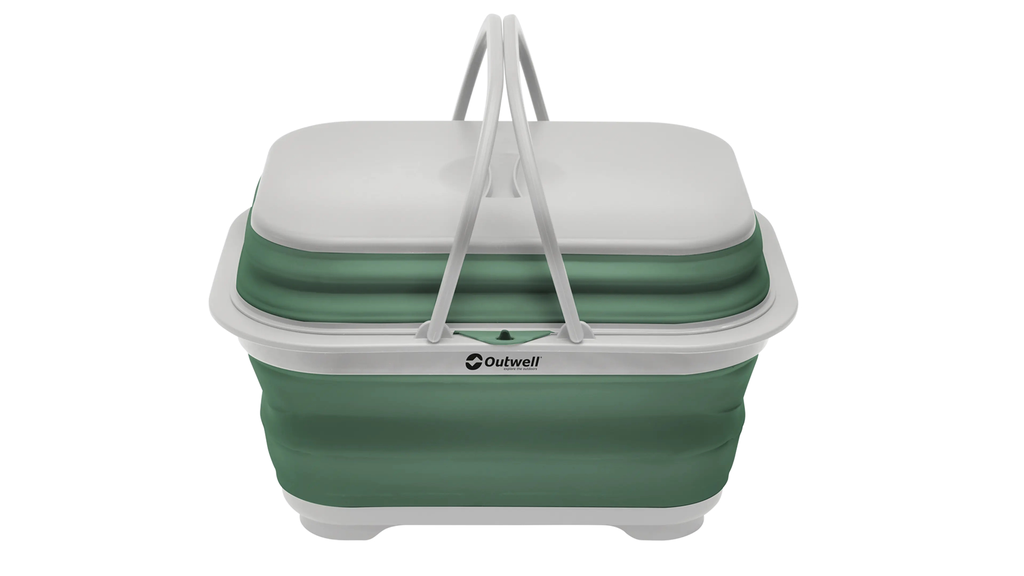 Lavoir avec poignée, couvercle et drain Collaps Shadow Green Outwell