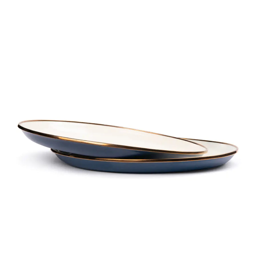 Assiette en émail, set de 2, deep indigo, Barebones