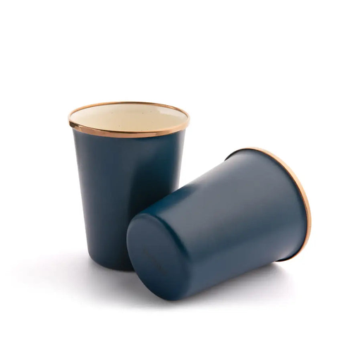 [CKW-1035] Emaille-Becher, zweifarbig, Tall Cup, 2-er Set, indigo blue, Barebones